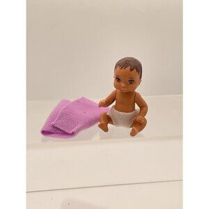 Mattel Barbie Doll Baby With Diaper & Pink Swaddle Blanket